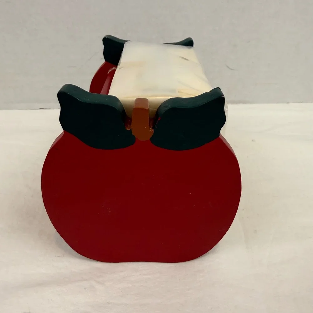 Vintage Wooden Perpetual Calendar Apple Shape Red Desktop Teacher Gift Cottage